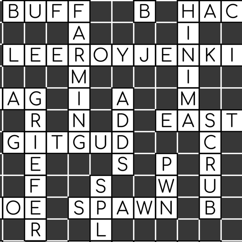 Personalised gamer words print / computer gaming crossword Etsy