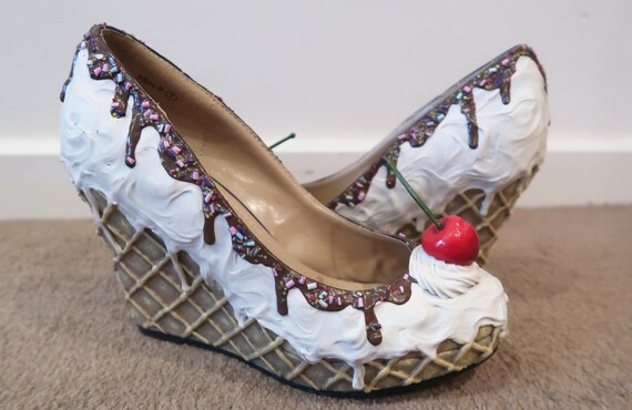 cream wedge shoes