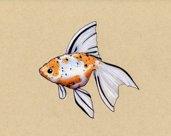 Spotted Fancy Goldfish ORIGINAL 9x12 Artwork