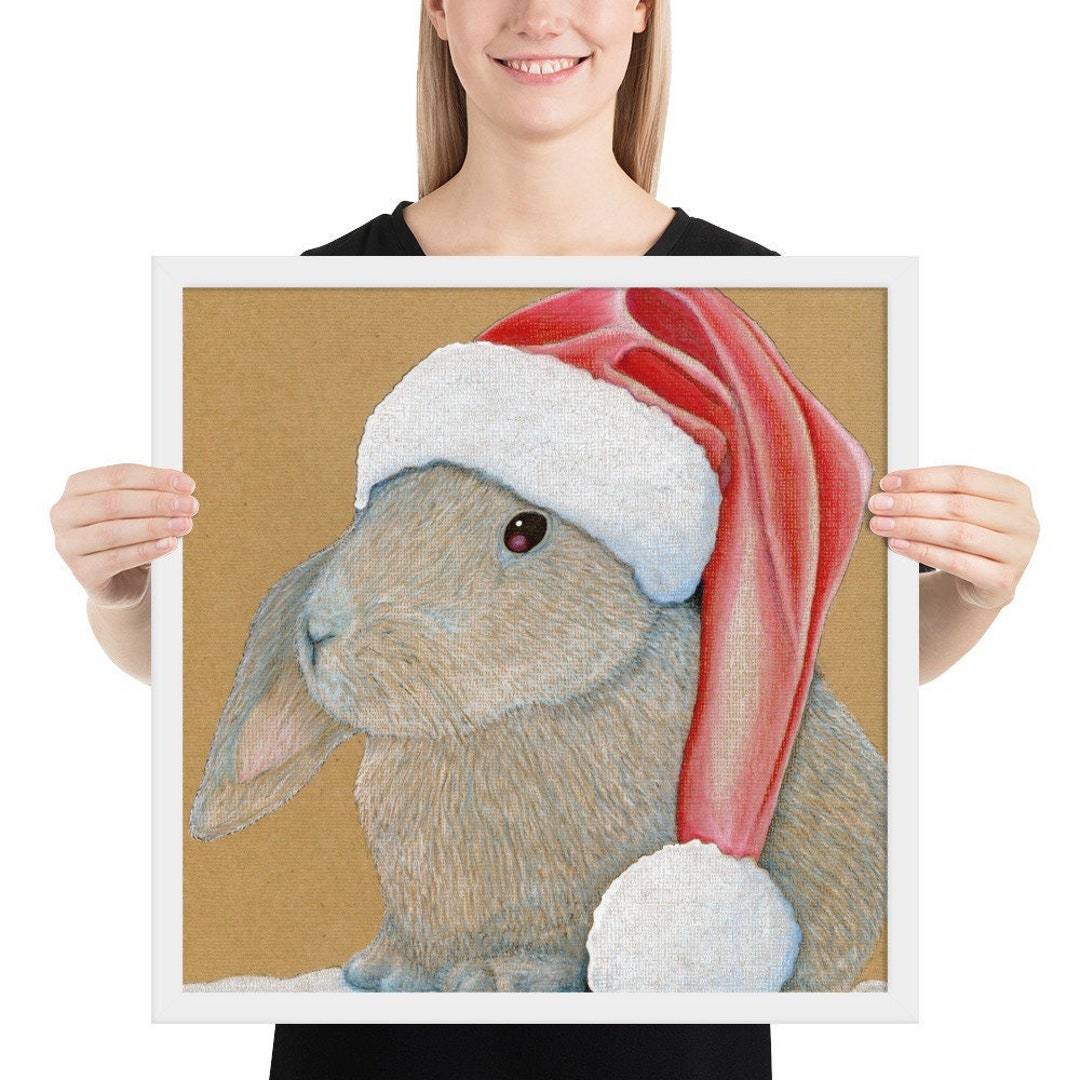 Christmas Bunny Framed Art Poster Etsy