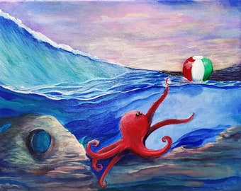 Friendly Octopus ORIGINAL 11x14 Acrylic Painting