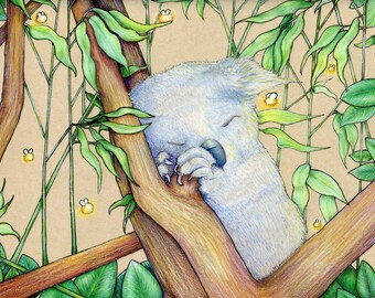 Sleepy Koala ORIGINAL 9x12 Artwork