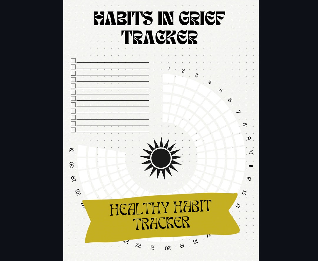 Habits in Grief Tracker Worksheet - Grief, Death, Love, Loss -printable ...