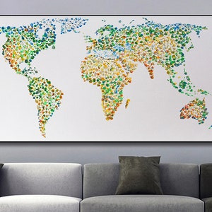 Weltkarte, 48 ", Schöne Signature Continental Gemälde, beeindruckende Farbkombination, moderne und zeitgenössische Wandkunst von Anatoli Voznarski