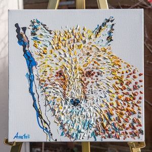 Fox,Abstract Fox Painting,Thick Layer Acrylic Painting on Canvas,Animal Wall Art,thick layers,animal Painting,fox by Anatoli Voznarski