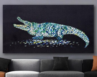 Crocodile,30&#39;&#39;,New,Brand New Design,Signature Texture,Crocodile Painting,Wall Art Crocodile,Wall Decor Crocodile,by Anatoli Voznarski