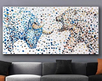 48&quot;,Bull vs Bear,Wall street Bull,Unique &#39;Frozen&#39; Texture,Stock Market Bull,Bull vs.Bear painting,Wall Art Bull vs Bear,by Anatoli Voznarski