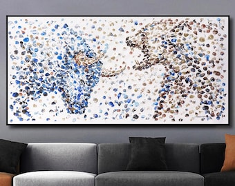 40&quot;,Bull vs Bear,Wall street Bull,Stock Exchange Bull,Stock Market Bull,Unique &#39;Frozen&#39; Texture,Wall Art Bull vs Bear,by Anatoli Voznarski