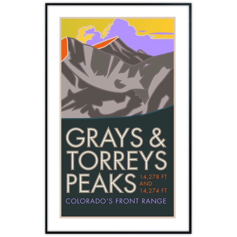 Grays and Torreys 14er Poster 11x17 Framed