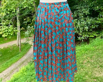 Falda midi con estampado de tulipanes de los años 80: plisada, con estampado floral abstracto, talla pequeña