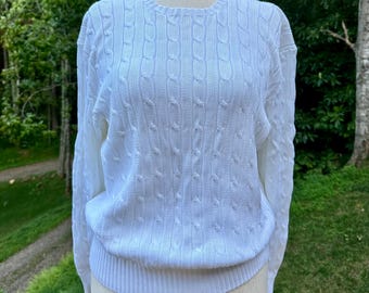 Vintage Polo Ralph Lauren Sport Blue Soft Cable Knit Cotton