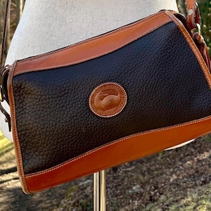 Vintage Dooney & Bourke Crossbody Bag: Brown Leather Duck Logo, USA Made