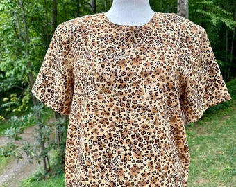 80s Vintage Rainbow Leopard Print Top - Vintage Cheetah Print