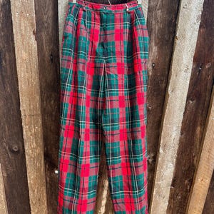 Vintage Pendleton Wool Plaid Pants: High Waist Tartan Trousers, Size 6