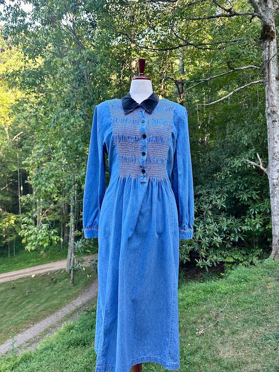 white christmas dresses Deadstock Vintage 70's Gunne Sax Denim Prairie Dress main image 0