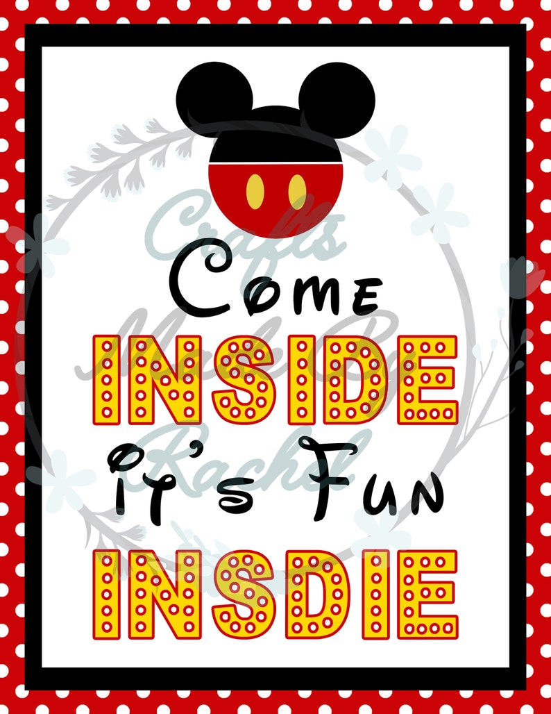 Mickey Mouse Inspired Printable Party Sign Set Mickey Ears | Etsy