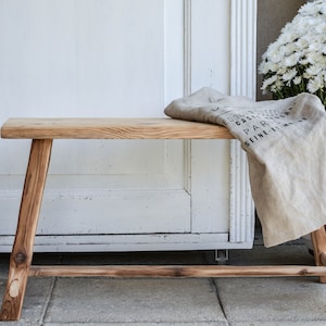 handmade spruce bench, massive soft barn wood,table,old wood,bohemian,raw,french coffee side table, Please see pictures & read description image 1