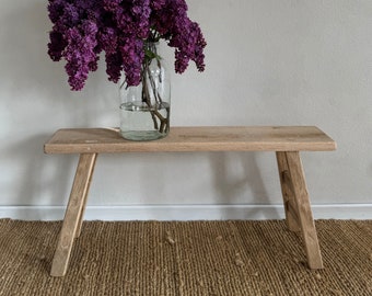 Handmade wooden bench,oak barn wood,entryway console, dining room, massive small furniture, coffee side table, old wood, bohemian,raw