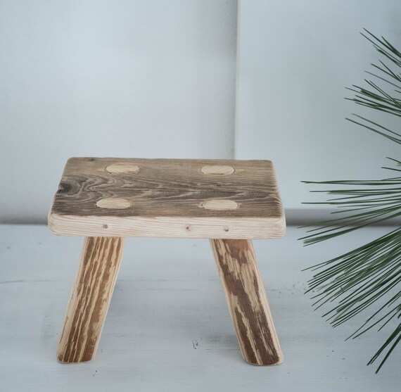 Handmade Spruce Barn Wood Stools: Rustic Farmhouse Decor (set of