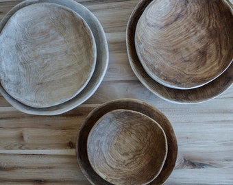 wooden bowl, hand carved, handmade oak-wood bowls, new dry wood, solid wood, oiled, decoration, kitchen,dining room,minimal,rustic, pure