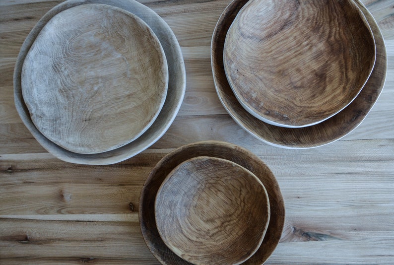 wooden bowl, hand carved, handmade oak-wood bowls, new dry wood, solid wood, oiled, decoration, kitchen,dining room,minimal,rustic, pure image 1