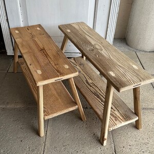 handmade wooden bench, bedside stool with shelf, coffee table, spruce barn wood,bathroom furniture,old wood,boho, bohemian,raw,french decor image 4