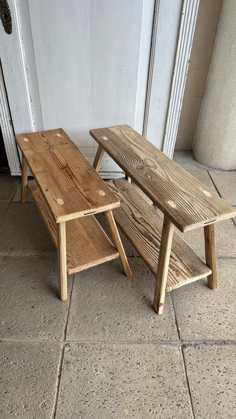 handmade wooden bench, bedside stool with shelf, coffee table, spruce barn wood,bathroom furniture,old wood,boho, bohemian,raw,french decor image 4