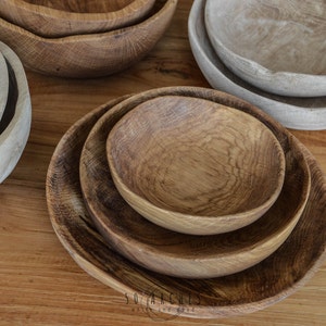 wooden bowl, hand carved, handmade oak-wood bowls, new dry wood, solid wood, oiled, decoration, kitchen,dining room,minimal,rustic, pure image 2