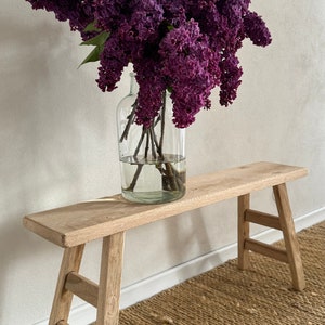 Handmade wooden bench,oak barn wood,entryway console, dining room, massive small furniture, coffee side table, old wood, bohemian,raw image 3