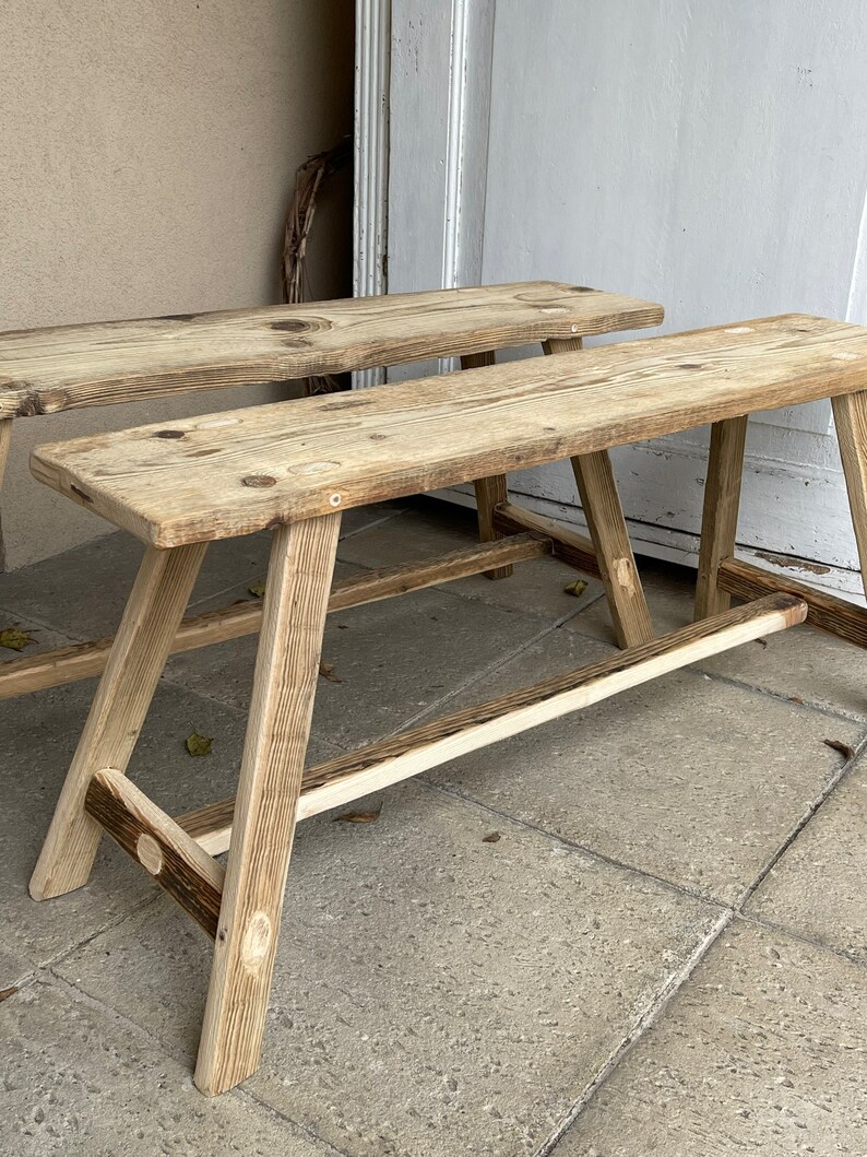 handmade spruce bench, massive soft barn wood,table,old wood,bohemian,raw,french coffee side table, Please see pictures & read description image 8