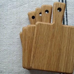 set of 4 XS hardwood bread boards, coasters, hard wood, small boards, furniture protection, solid new oak wood image 3