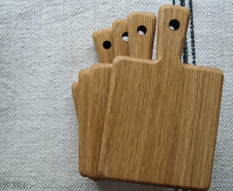 set of 4 XS hardwood bread boards, coasters, hard wood, small boards, furniture protection, solid new oak wood image 3
