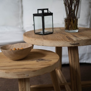 handmade wooden table / stool,spruce barn wood,living room furniture,bedside table,old wood,boho,bohemian,raw,french coffee side table image 6