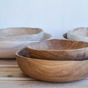 wooden bowl, hand carved, handmade oak-wood bowls, new dry wood, solid wood, oiled, decoration, kitchen,dining room,minimal,rustic, pure image 5