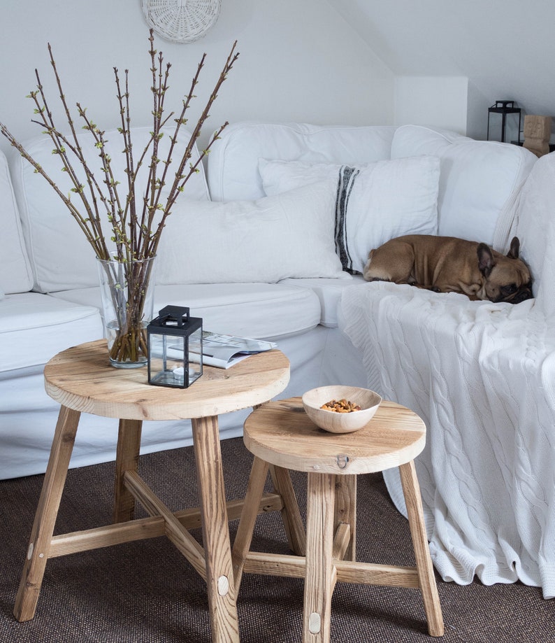 handmade wooden table / stool,spruce barn wood,living room furniture,bedside table,old wood,boho,bohemian,raw,french coffee side table image 2