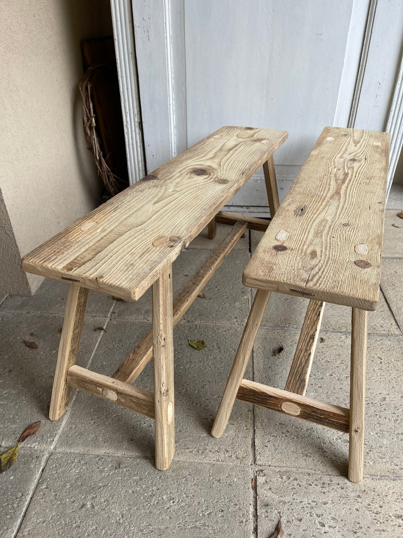 handmade spruce bench, massive soft barn wood,table,old wood,bohemian,raw,french coffee side table, Please see pictures & read description image 7