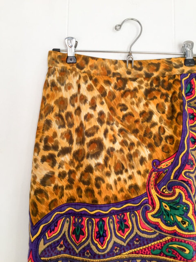 Versus Gianni Versace Vintage Versace Versace Skirt VINTAGE VERSACE Women Leopard Print Skirt Designer Vintage