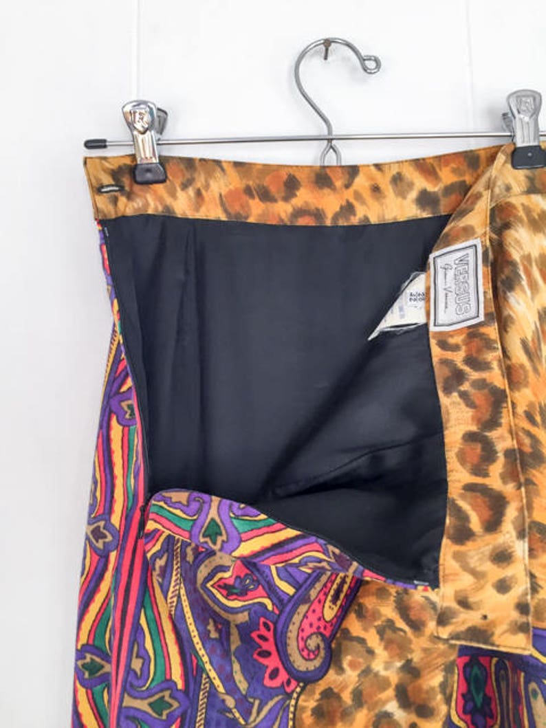 Versus Gianni Versace Vintage Versace Versace Skirt VINTAGE VERSACE Women Leopard Print Skirt Designer Vintage