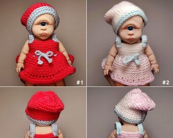 OUTFIT ONLY!!! Handmade knitted 3 piece set for baby Polly 7.6" by Knitted Darlings