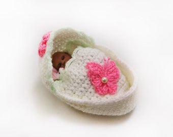 Sweet Dreams set #17 for mini babies size up to 5" (basket, pouch blanket, pacie, bottle & bunny)