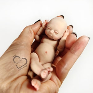 Solid silicone miniature sleeping baby boy Leo 11,6 cm image 6