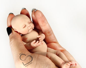 Solid silicone miniature sleeping baby boy Leo 11,6 cm