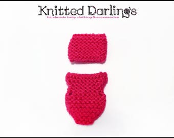 Handmade knitted 2 piece set for mini baby 4,5"- 5" by Knitted Darlings #57