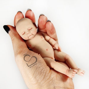 Solid silicone miniature sleeping baby boy Leo 11,6 cm image 8