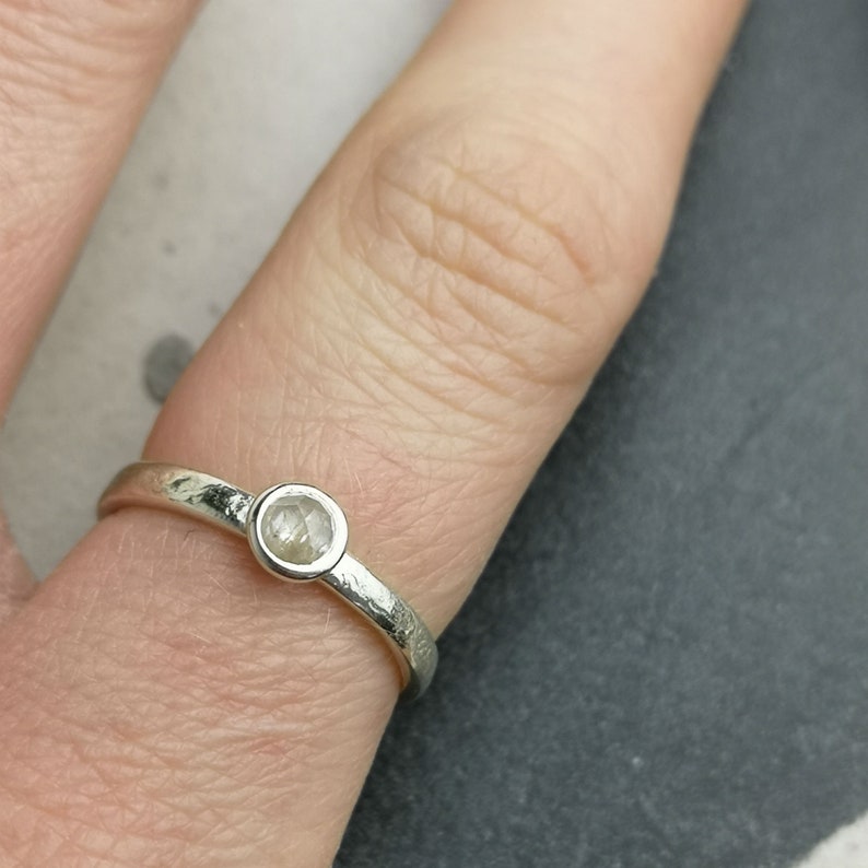 CLEARANCE White gold diamond ring Rose cut engagement ring Textured engagement ring Rose cut diamond ring White rose cut diamond