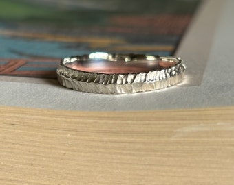 Roman Textured  recycled Silver wedding ring  3.5mm width.