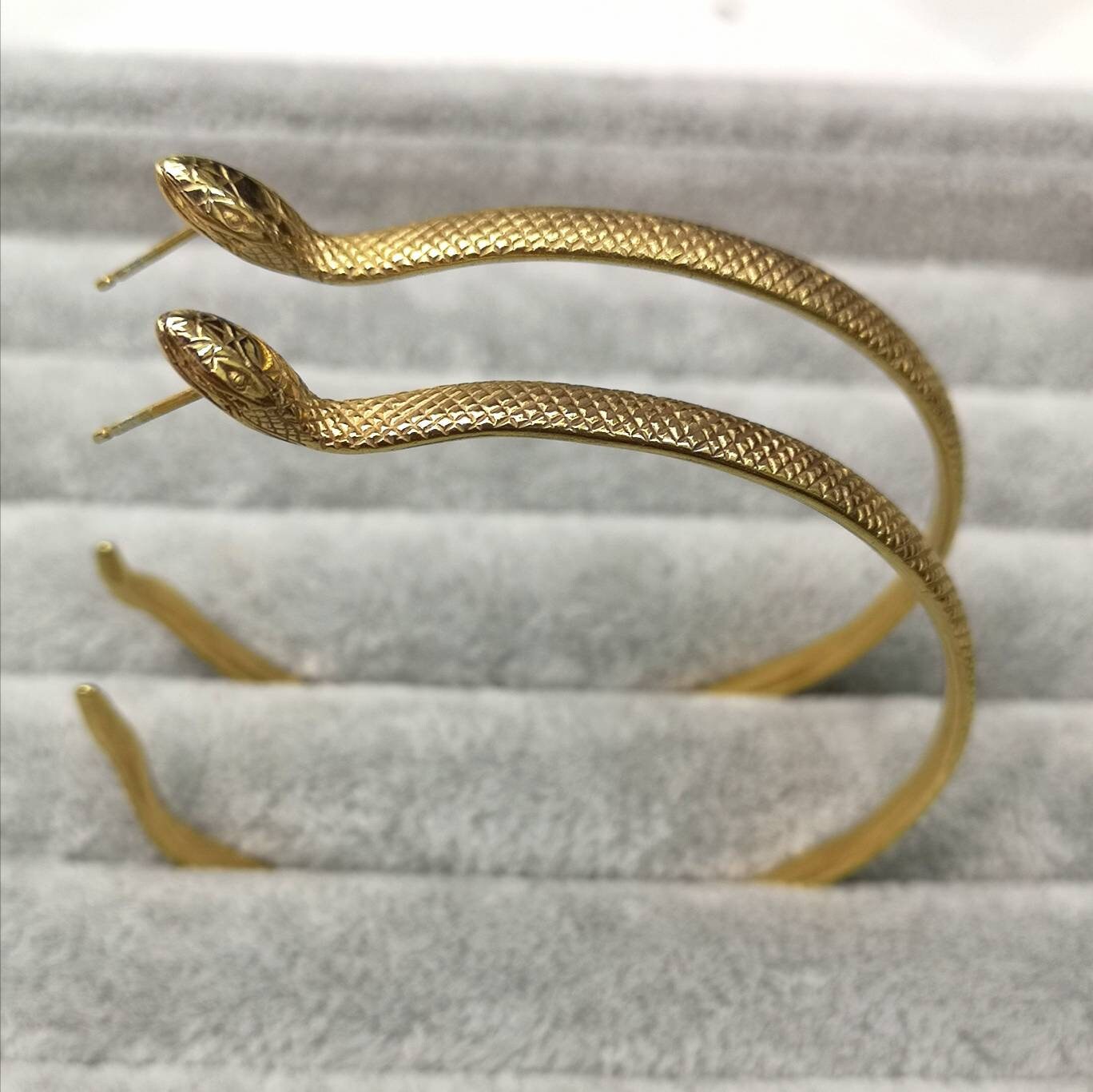 Large Snake Hoop Earrings Gold Plated Snake Earrings Etsy UK