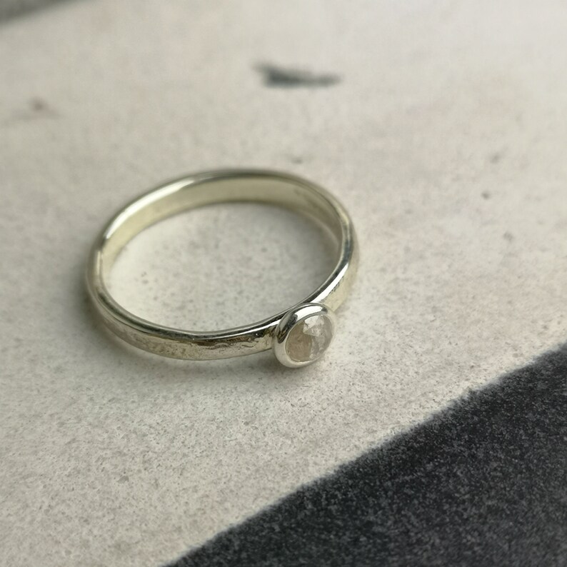CLEARANCE White gold diamond ring Rose cut engagement ring Textured engagement ring Rose cut diamond ring White rose cut diamond