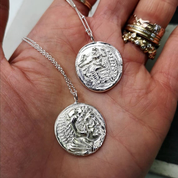 contrabando Productos lácteos llegada Collar de monedas griegas de plata maciza / moneda de - Etsy México