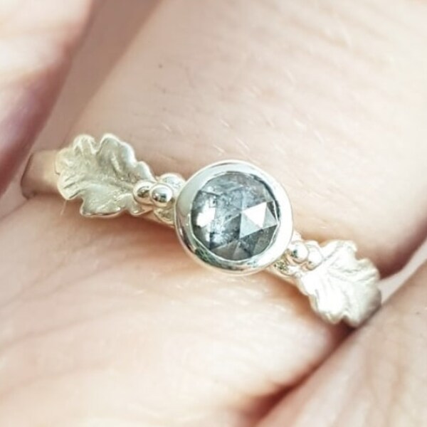 Oak Leaves Engagement Ring Etsy